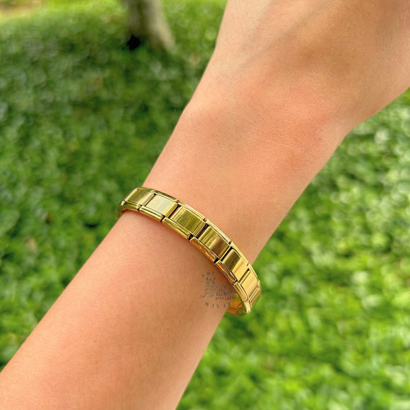 Italian Charm Bracelet Starter Golden READY TO WEAR Bracelet Vintage Style - Picture 2 of 3